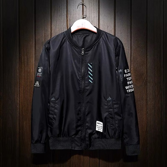 Reversible bomber jacket (Black on one side, Dark Blue on the other) - Picture 2 of 2